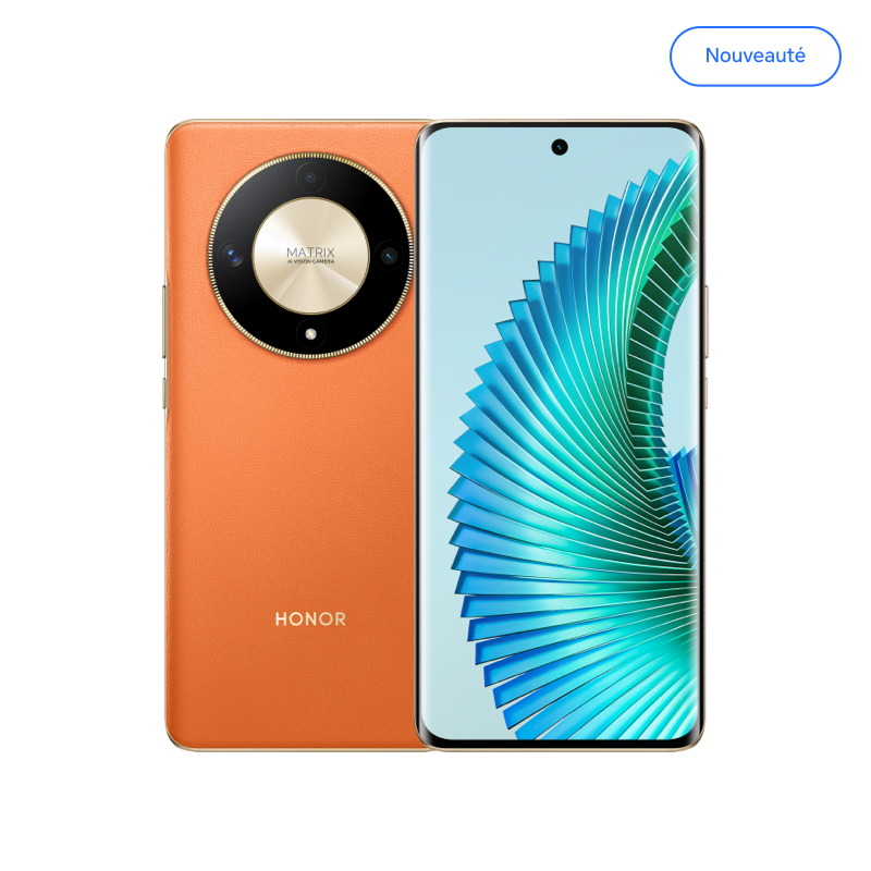 HONOR Magic6 Lite 8+256 Go, Sunrise Orange(Couleur exclusive), Écran ultrarésistant, Batterie 5300 mAh, Caméra ultra-claire